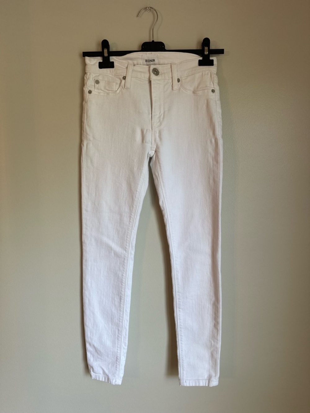 Hudson Nico Midrise Super Skinny White Jeans Women's Size 24 Denim Pants